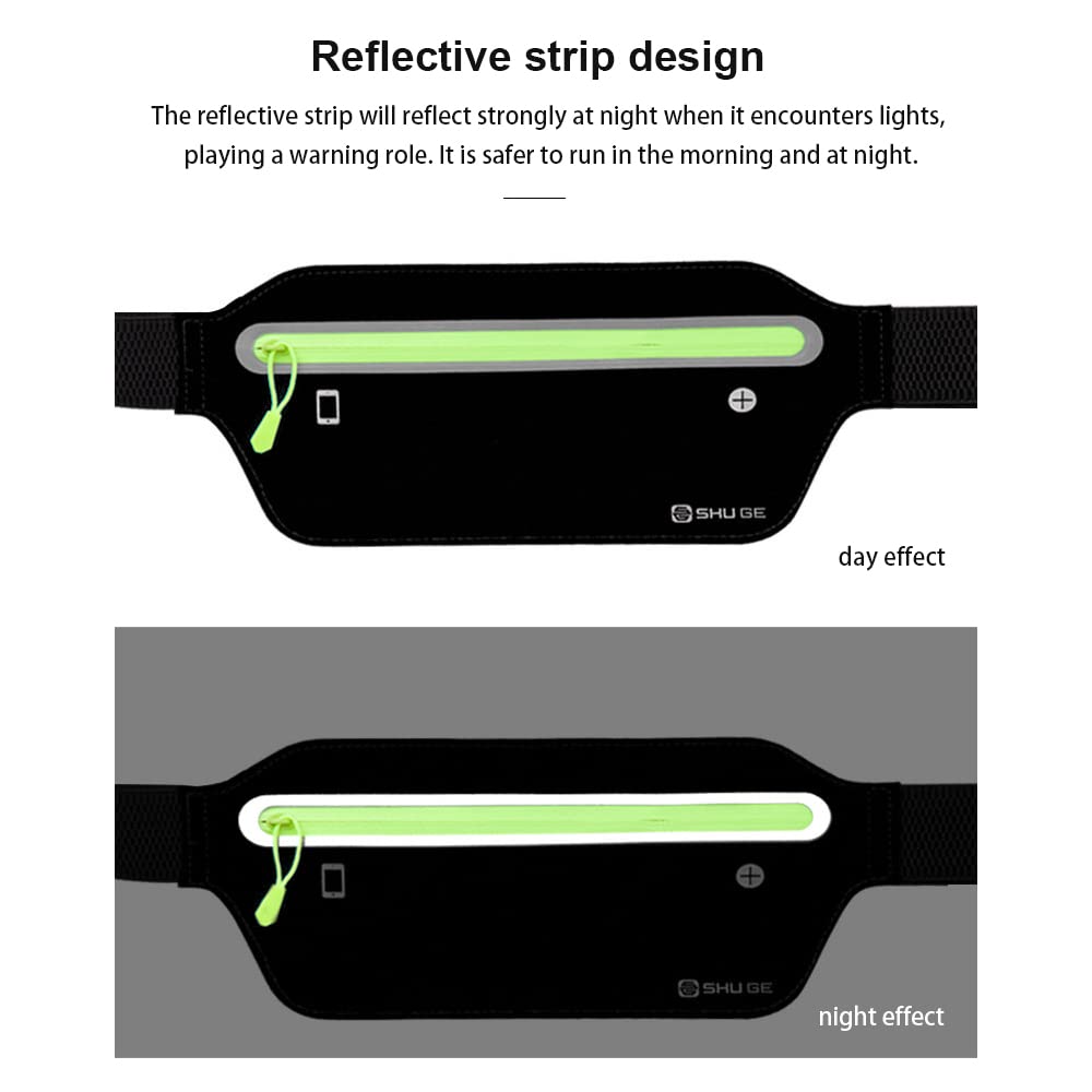Pasek do biegania z odpornym na pot nerka z regulowanym elastycznym paskiem nerka z odblaskowym paskiem do biegania i treningów na świeżym powietrzu pasek na pieniądze Czarny Jeden rozmiar Plecak turystyczny - obrazek 5