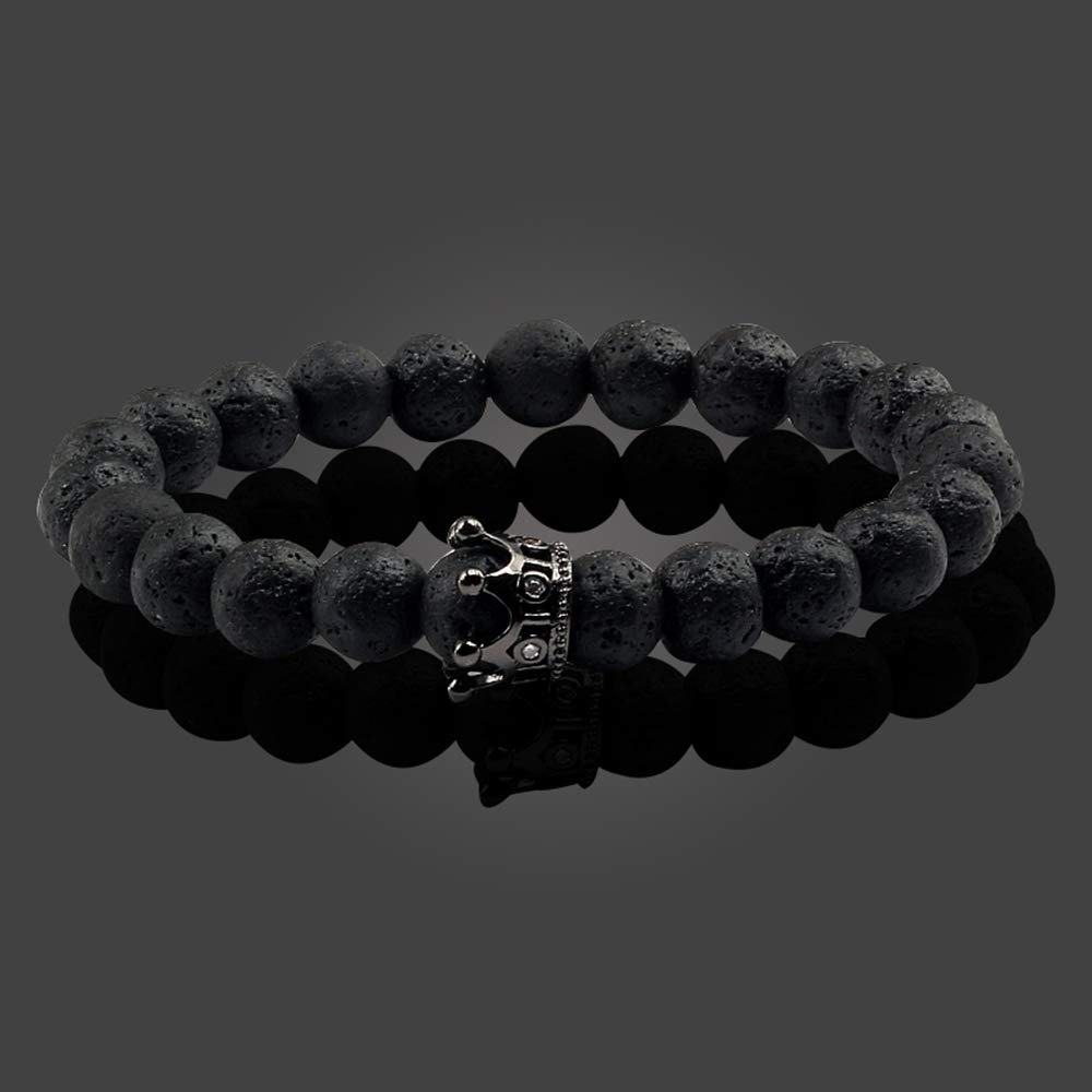 Bransoletka King and Queen Crown z naturalnego kamienia dla par, elast - obrazek 6