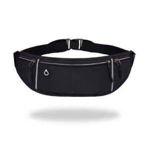 TSHAOUN Męski / damski pasek do biegania z wodoodpornym regulowanym elastycznym paskiem pasek pasuje do wszystkich telefonów i wszystkich rozmiarów talii do biegania aktywności na świeżym powietrzu Czarny