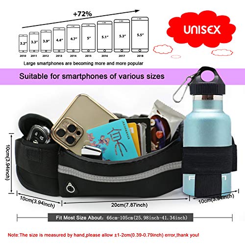 Torba na pasek torba na brzuch regulowana torebka biodrowa unisex torba sportowa kieszeń na telefon komórkowy bieganie uchwyt na butelkę pas na napoje do biegania joggingu na pasku - obrazek 4