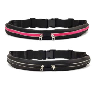 2 Sztuki Pasek do Biegania Podwójna Kieszeń Rozszerzalna Regulowana Wodoodporna Talia Paczka Torba na Talię Telefon do Wędrówek Joggingu Chodzenia Jazdy na Rowerze