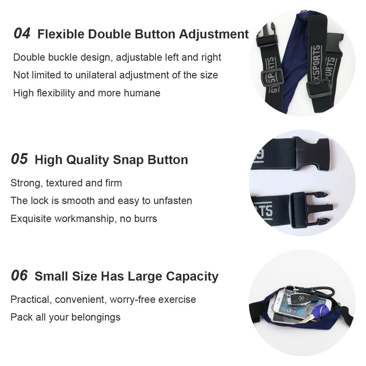 Qiundar sportowa saszetka na biodra 4 sztuki sportowa saszetka do biegania na telefon komórkowy dla mężczyzn do biegania podróży (czarna granatowa pomarańczowa kamuflażowa) - obrazek 4