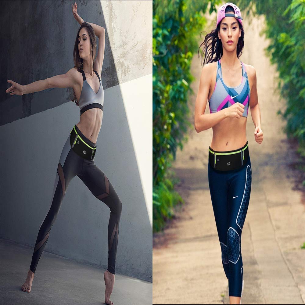 YueMing Bumbag pas do biegania wodoodporny odblaskowy 3 kieszenie zapinane na zamek błyskawiczny regulowana torba na pas na rower z gniazdem słuchawkowym do joggingu dla psa na podróż wakacje kemping wspinaczkę piesze wycieczki na zewnątrz mężczyźni kobiety - obrazek 2