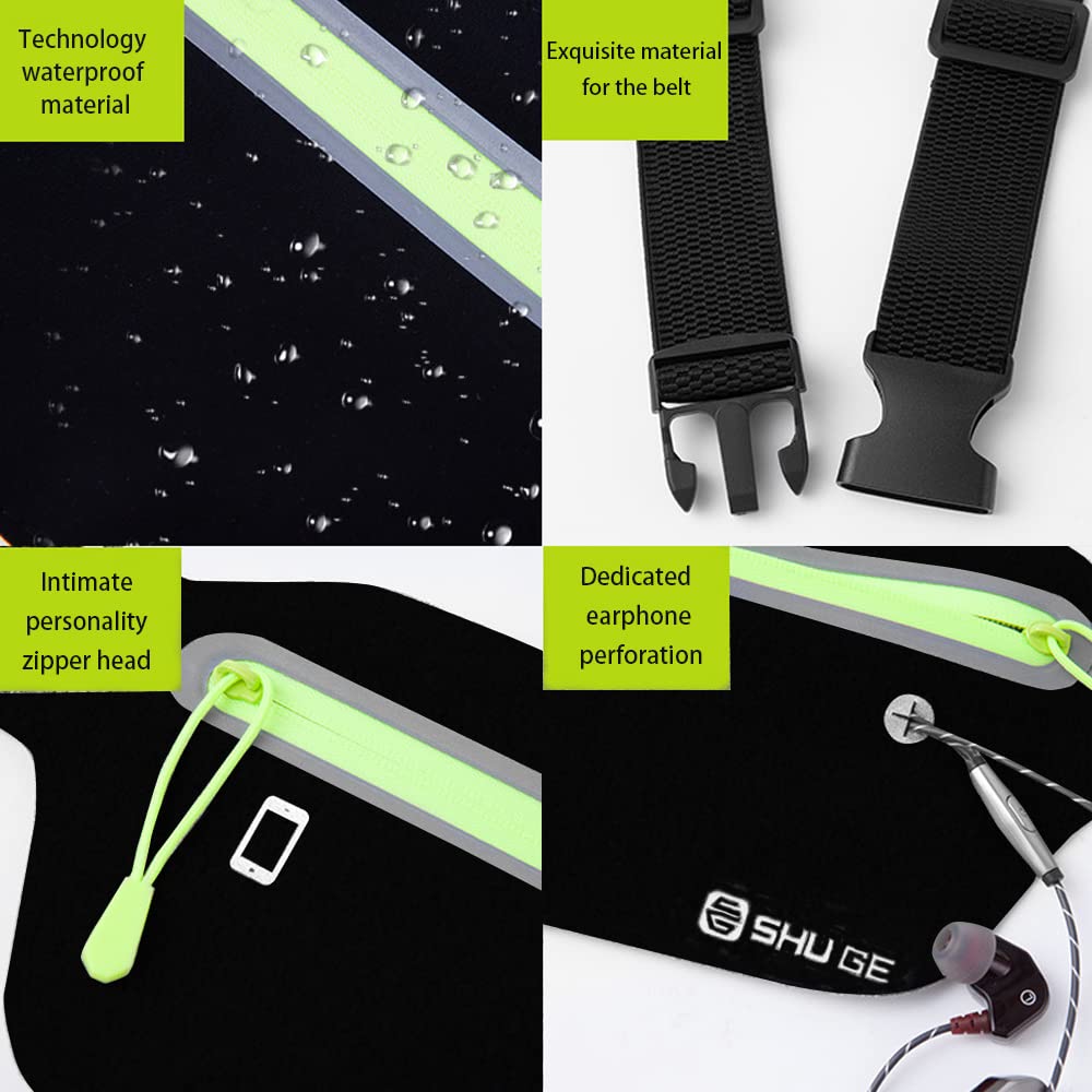 Pasek do biegania z odpornym na pot nerka z regulowanym elastycznym paskiem nerka z odblaskowym paskiem do biegania i treningów na świeżym powietrzu pasek na pieniądze Czarny Jeden rozmiar Plecak turystyczny - obrazek 2