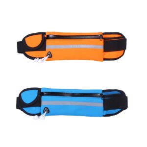 Pasek do biegania na telefon komórkowy damski męski regulowany pasek do biegania z zamkiem błyskawicznym oddychający do joggingu fitnessu jazdy na rowerze podróży i aktywności na świeżym powietrzu (niebieski i pomarańczowy) niebieski i pomarańczowy.