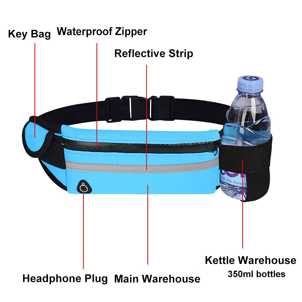 Talii Bieganie Mężczyźni Torba Sportowa Pas Podróży Wyścigi Drzwi Pieniądze dla Mody Talii Elegancki Torba Do Biegania FitnessWyścigiJazda Na Rowerze i Podróży Regulowany Elastyczny Pasek Niebieskie niebo - obrazek 7