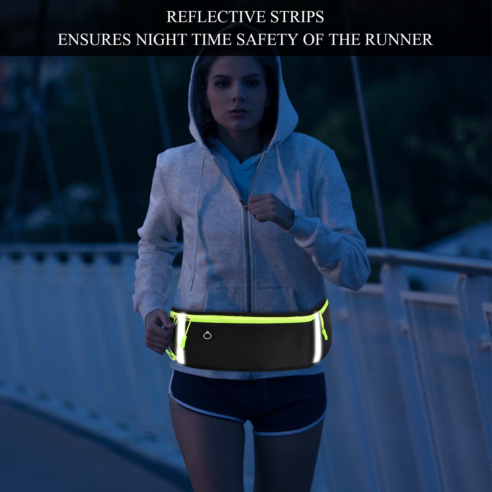 Pinsheng Torba na pasek do biegania na telefon komórkowy dla mężczyzn i kobiet wodoszczelna sportowa torba na biodra regulowana płaska torba do biegania na fitness w podróży czarny Sport - obrazek 3