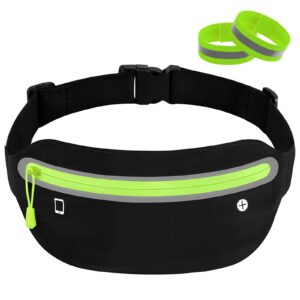 UYDF Torba na talię do biegania torba na talię do biegania wodoodporne saszetki sportowe kobiet z paskami odblaskowymi i otworem na słuchawki + opaski odblaskowe 2 dla biegaczy na świeżym powietrzu
