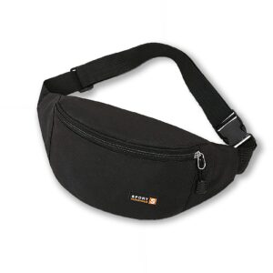 Sportowa torba na pasek do biegania z regulowaną taśmą gumową podwójna pojemność wodoszczelna torba na biodra unisex nadaje się na wędrówki do aktywności na świeżym powietrzu podróży biegania jazdy na rowerze treningu (czarna) czarny