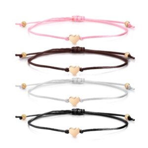 Elegancka bransoletka damska w kształcie serca z regulacją rozmiaru - zestaw 4 sztuki