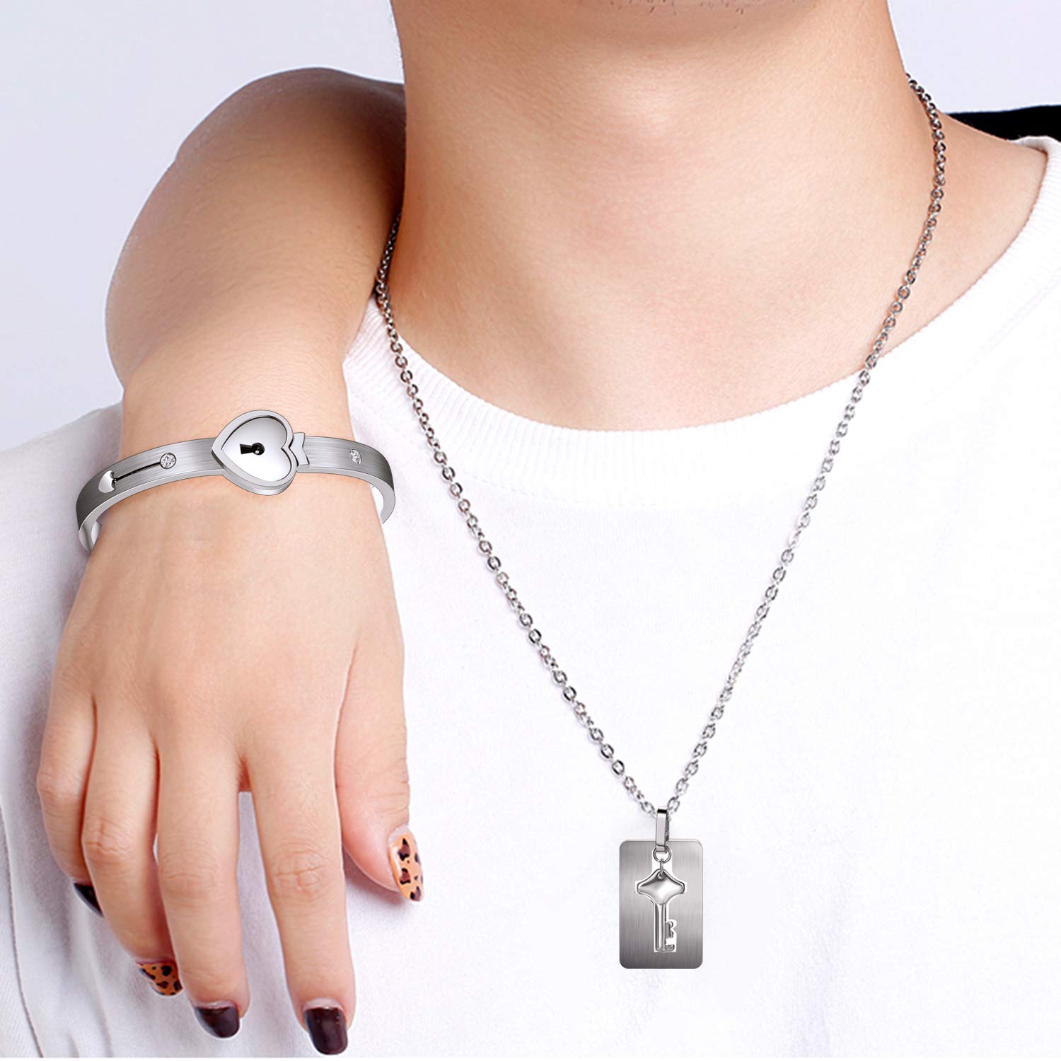 1 x bransoletka z blokadą, 1 x wisiorek, bransoletka ze stali nierdzew - obrazek 3