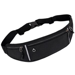 Męskie paski na ramię z regulowanym paskiem na ramię damskie z odblaskowymi opaskami Unisex z 3 kieszeniami na zamek niezależny wodoodporny sportowy pasek czarny