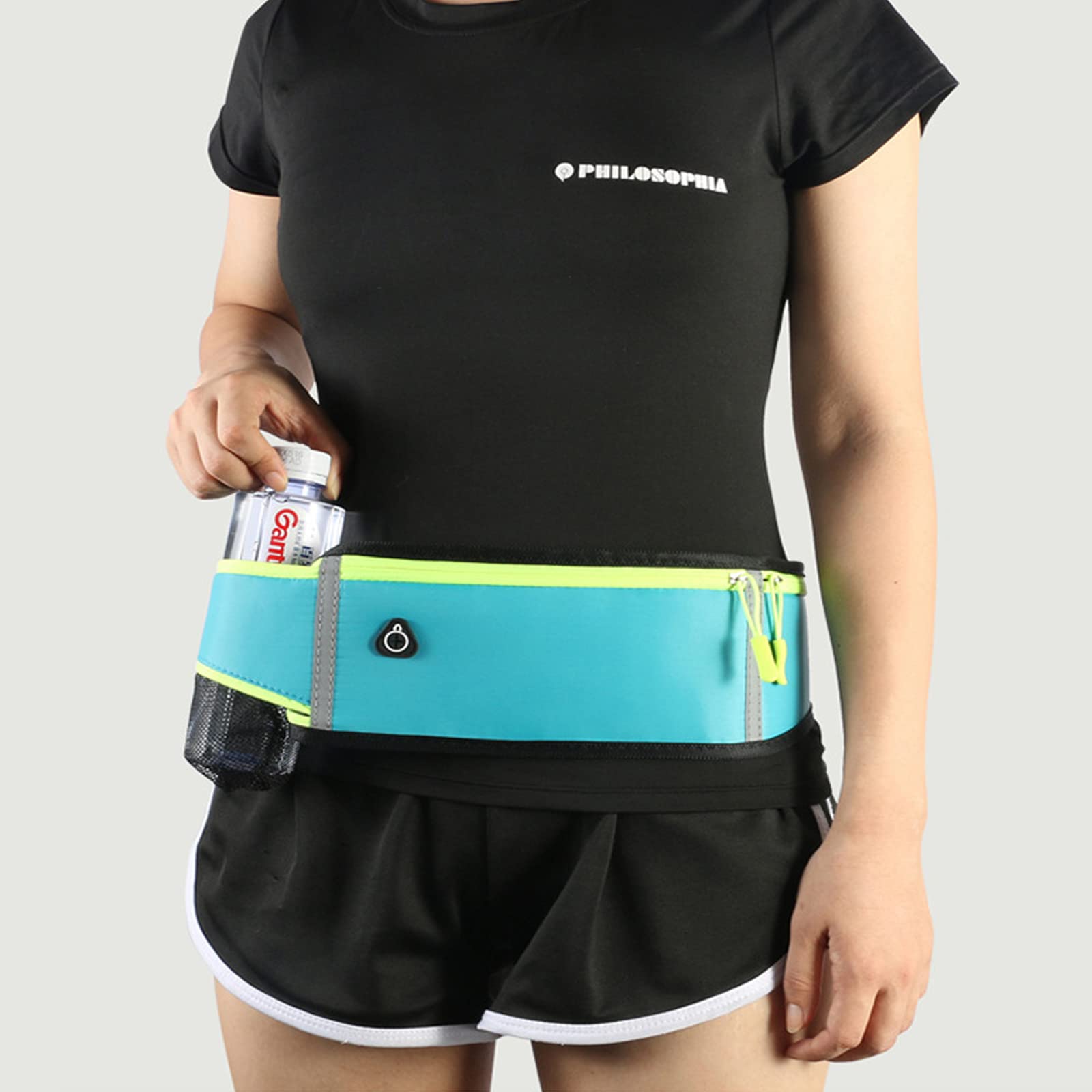 FIBOUND Pasek do biegania torba do biegania pasek do biegania wodoodporny pas do biegania z paskami odblaskowymi odporny na pot duża pojemność bieganie trening siłownia nan - obrazek 3