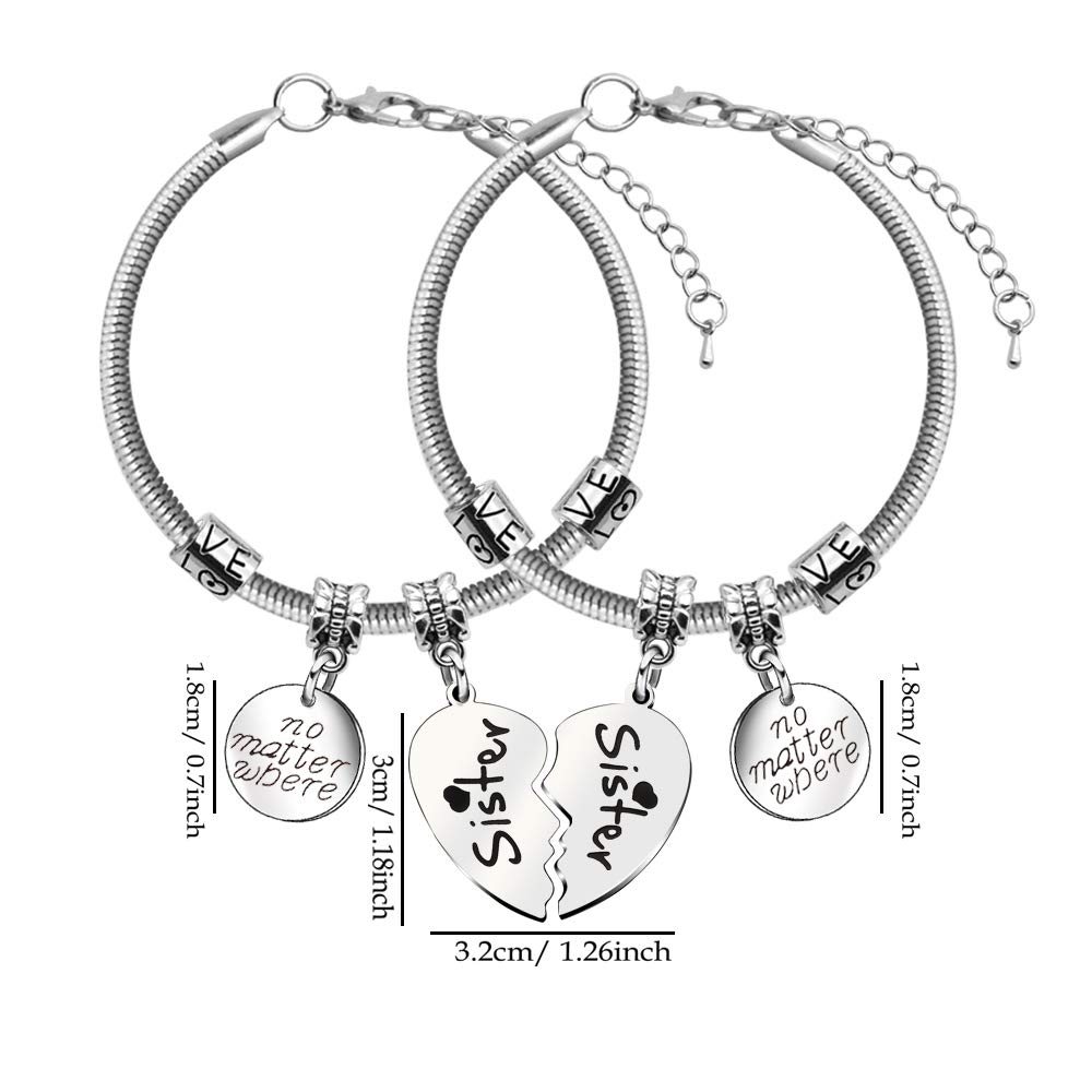 Bransoletka dla sióstr: 2 szt. biżuterii w kształcie serca - idealny prezent urodzinowy! - obrazek 5