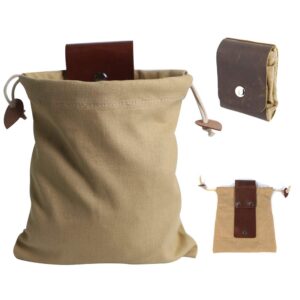 Płócienna torba na paszę na piesze wędrówki płócienna torba na paszę składane paczki pasów skórzany pasek biodrowy wisząca torba ręcznie robiona skórzana torba na pasek wodoodporna woskowana torba na skarby i muszle na zewnątrz Brązowy