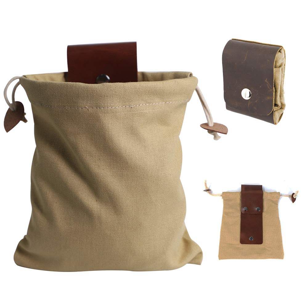 Płócienna torba na paszę na piesze wędrówki płócienna torba na paszę składane paczki pasów skórzany pasek biodrowy wisząca torba ręcznie robiona skórzana torba na pasek wodoodporna woskowana torba na skarby i muszle na zewnątrz Brązowy