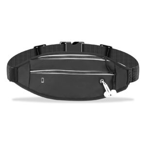 Torba nerka odblaskowa wodoodporna torba na talię torba do biegania regulowany elastyczny pasek nerka z gniazdem słuchawkowym do biegania mężczyzn kobiet Czarny Sport