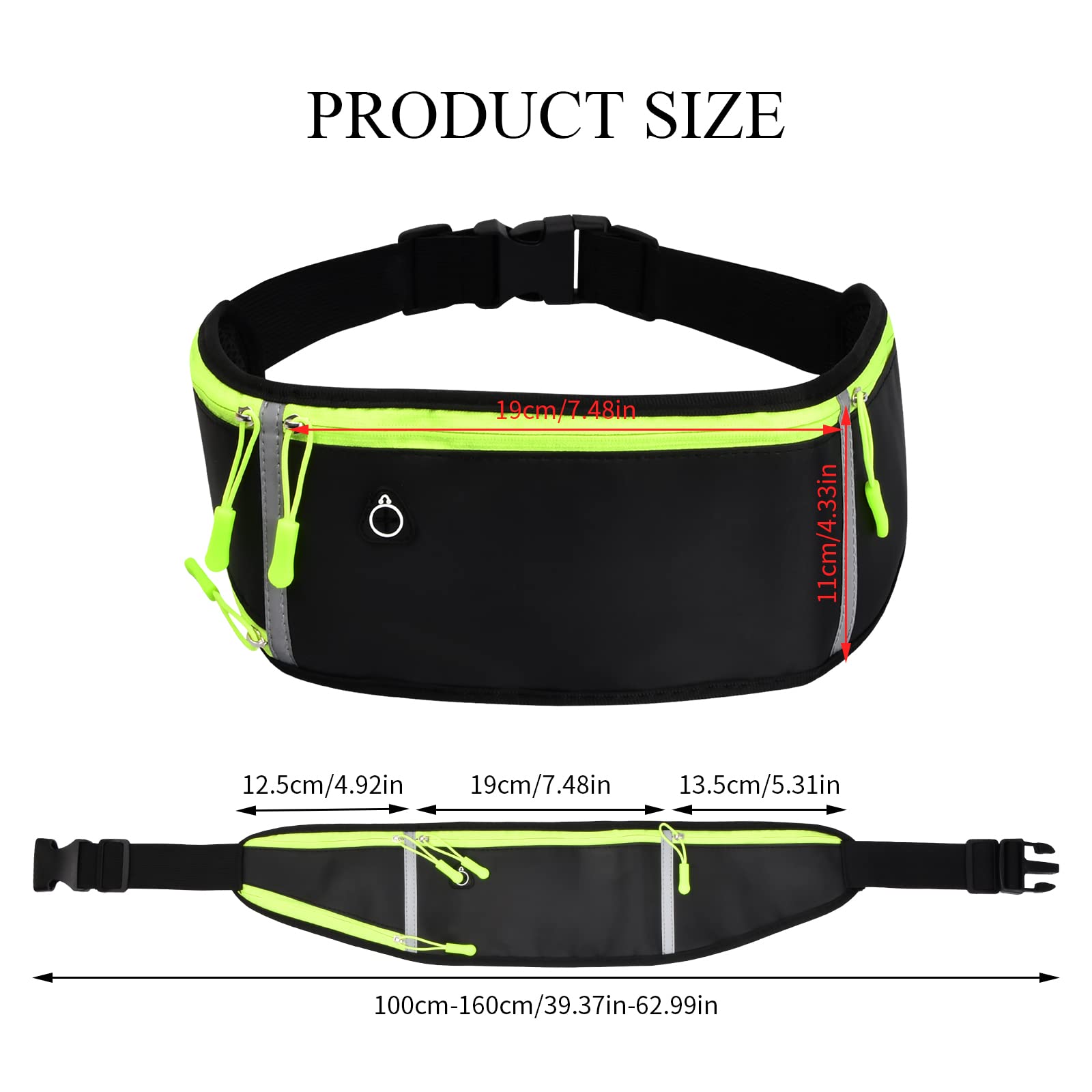 Pinsheng Torba na pasek do biegania na telefon komórkowy dla mężczyzn i kobiet wodoszczelna sportowa torba na biodra regulowana płaska torba do biegania na fitness w podróży czarny Sport - obrazek 7