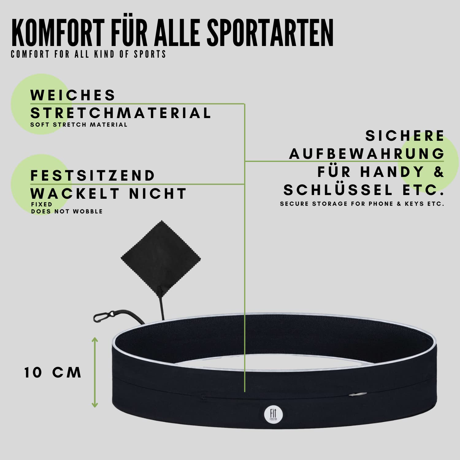 FitFeelsFun Pas sportowy na zamek błyskawiczny -Saszetka Kieszeń Nerka Pas biodrowy do biegania Jogging płaska kieszeń Pasek do sportu na telefon drobiazgi torebka biodrówka - obrazek 8