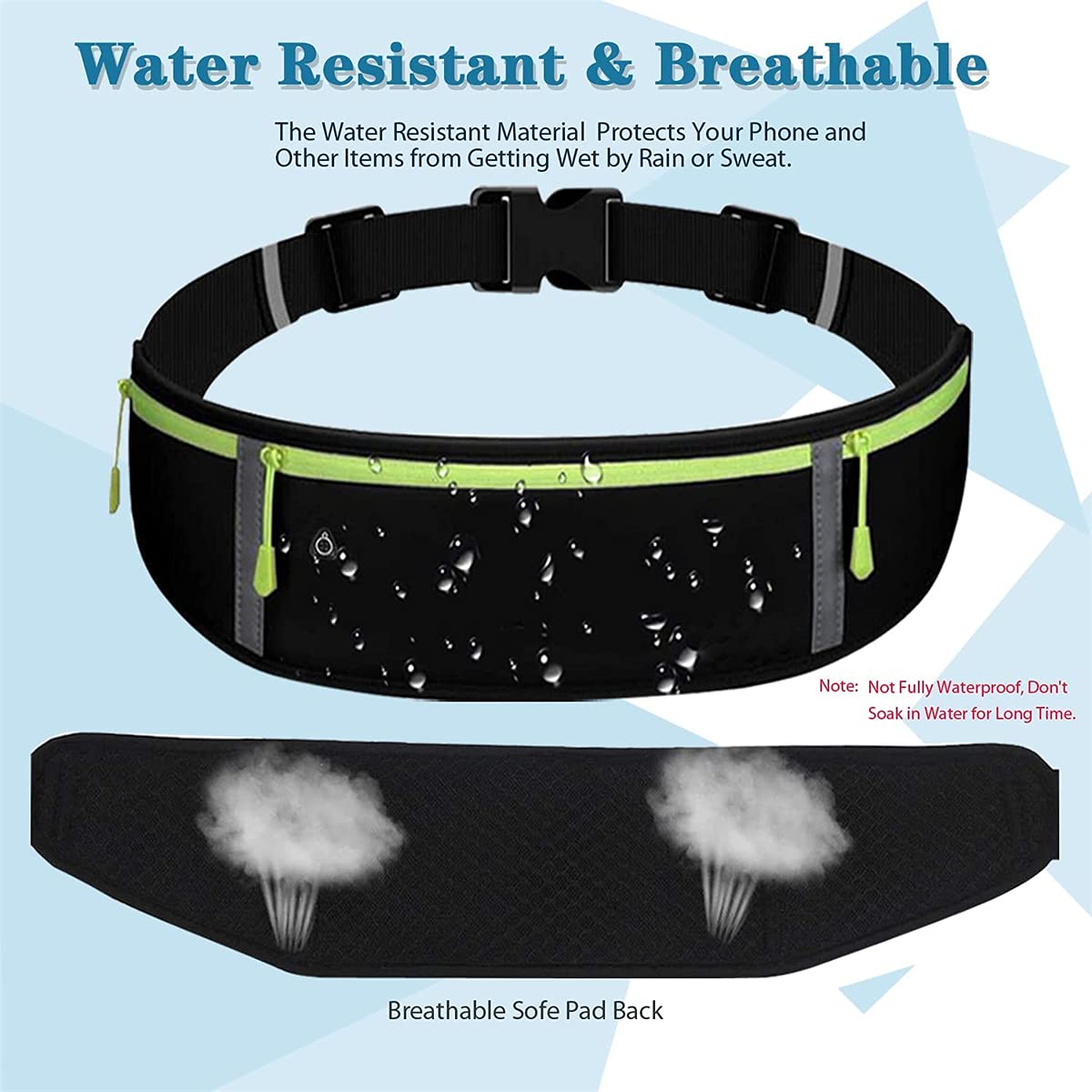 Pas do biegania modna saszetka na biodro wodoodporna saszetka dla mężczyzn i kobiet odpowiednia dla mężczyzn i kobiet biegających z telefonami komórkowymi Czarny nie (no) - obrazek 5