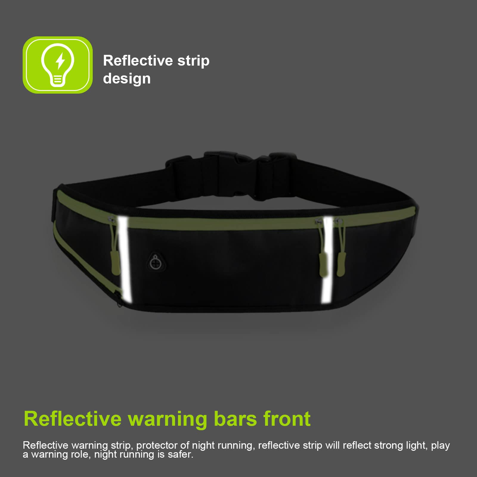 TSHAOUN 1 pasek do biegania z wodoodpornym regulowanym elastycznym paskiem regulowany pasek do biegania z odblaskowym paskiem odporne na pot talie torba do biegania na trening na siłowni w podróży i na świeżym powietrzu Czarny - obrazek 6