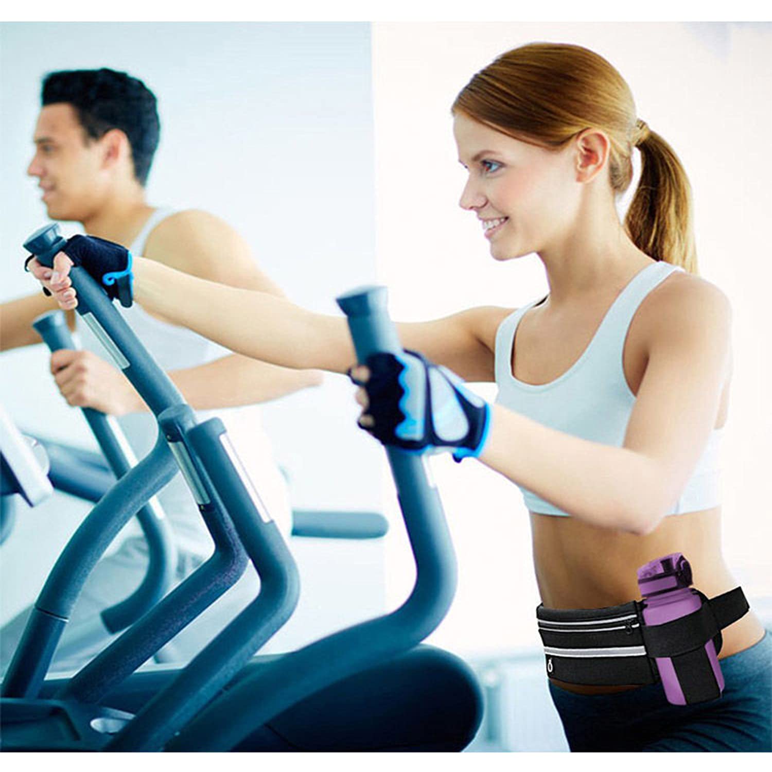 Youery 2 sztuki czarnych sportowych saszetek do biegania dla mężczyzn i kobiet sportowa saszetka na brzuch wodoszczelna nadaje się do biegania wędrówek jazdy na rowerze wspinaczki. - obrazek 3