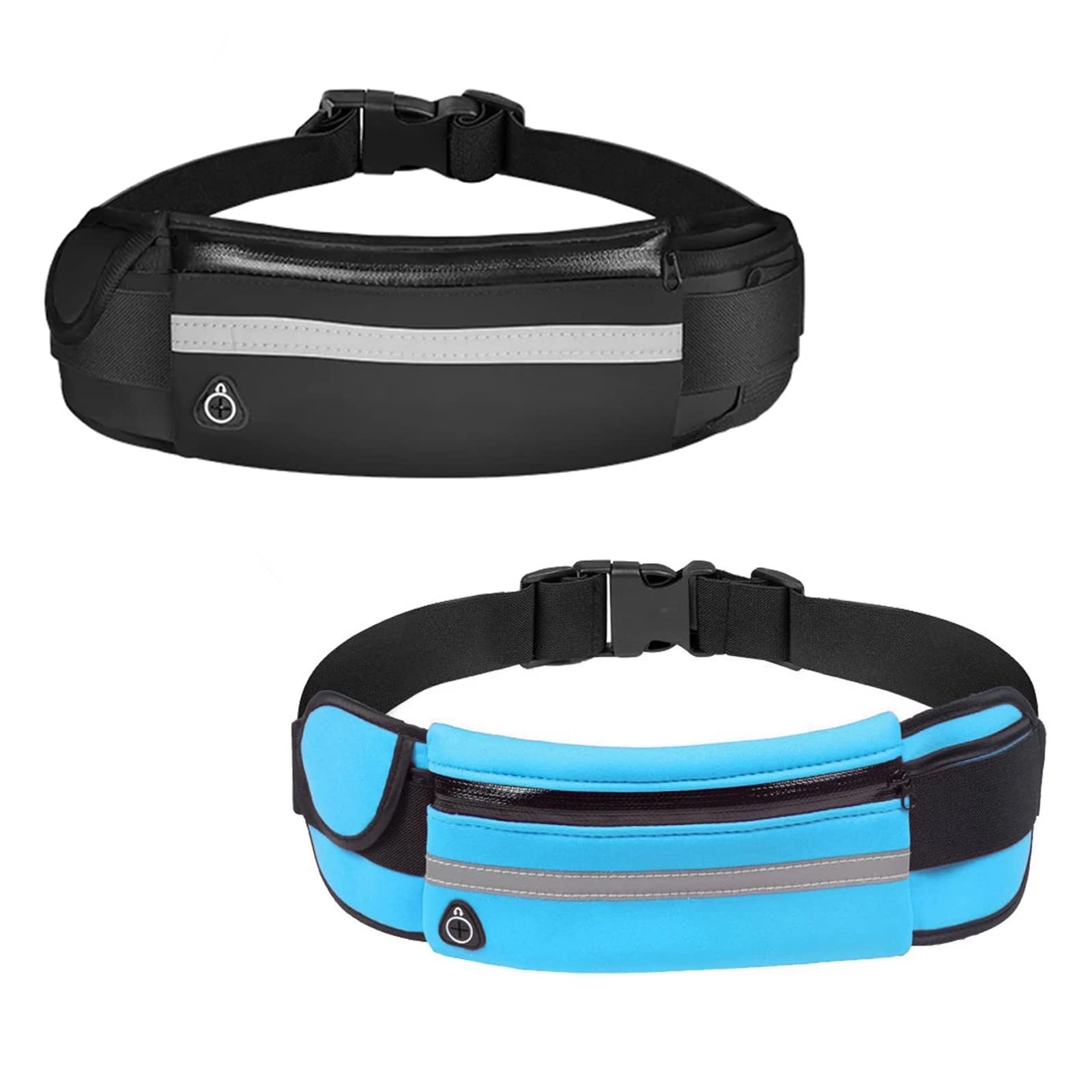 Pas Do Biegania Sportowa Lekka Torba Biodrowa z Uchwytem Na Butelkę Wody Pas Do Biegania z Regulowanym Elastycznym Paskiem Kieszeń Biodrowa z Otworem Na Słuchawki i Taśmą Odblaskową Na Noc Do Joggingu Fitnessu Jazdy Na Rowerze 2 Szt