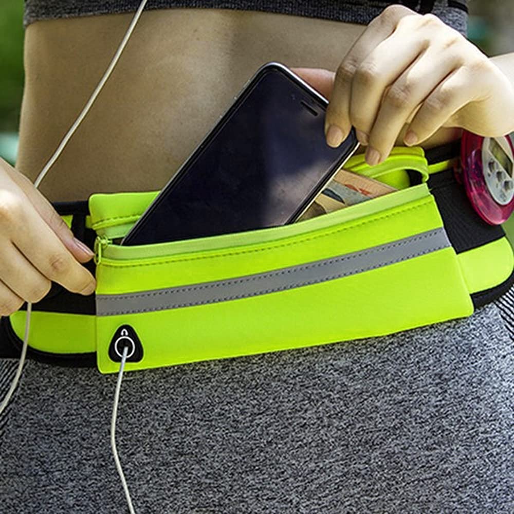 Torba sportowaTorba do biegania Lekka i wodoodporna torba z uchwytem na butelkędo treningu na siłownię Jogging (fluorescent green) Fluorescencyjny zielony 36*9.7*0.5cm - obrazek 4