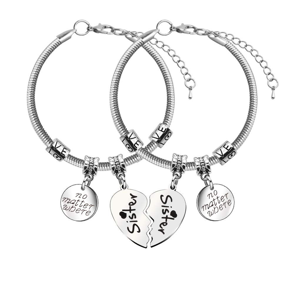 Bransoletka dla sióstr: 2 szt. biżuterii w kształcie serca - idealny prezent urodzinowy!