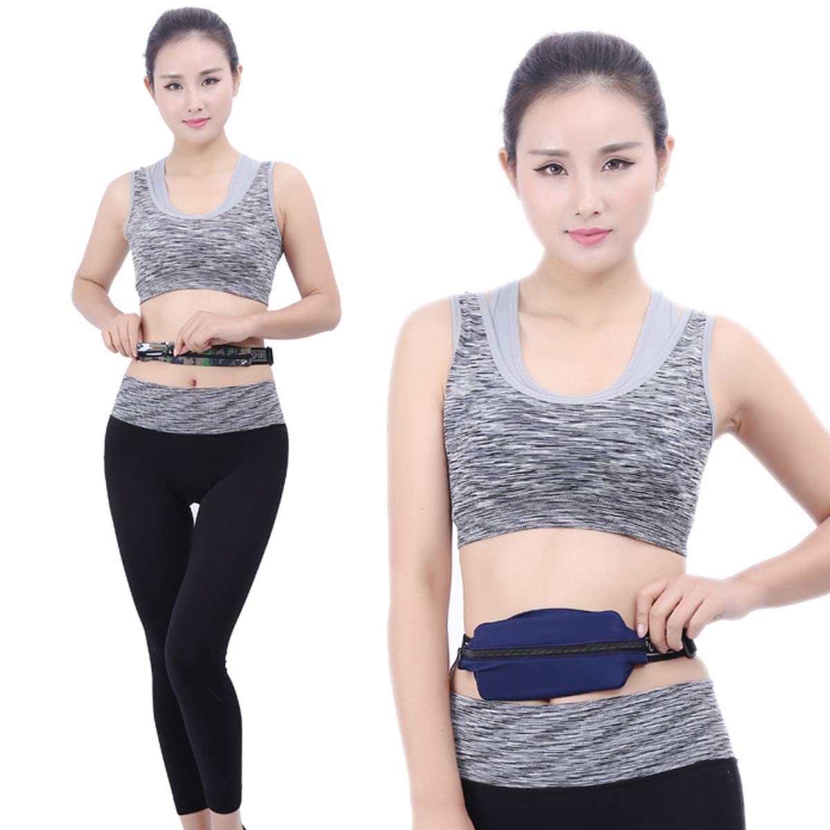 Qiundar sportowa saszetka na biodra 4 sztuki sportowa saszetka do biegania na telefon komórkowy dla mężczyzn do biegania podróży (czarna granatowa pomarańczowa kamuflażowa) - obrazek 3