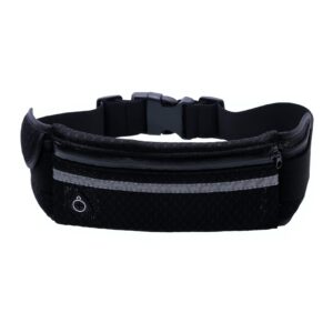 Torba na pasek dla kobiet i mężczyzn siateczka oddychająca lekka odblaskowa uchwyt na telefon komórkowy kieszeń na pasek z otworem na słuchawki czarny