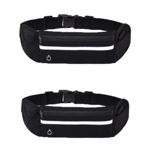 Youery 2 sztuki czarnych sportowych saszetek do biegania dla mężczyzn i kobiet sportowa saszetka na brzuch wodoszczelna nadaje się do biegania wędrówek jazdy na rowerze wspinaczki.