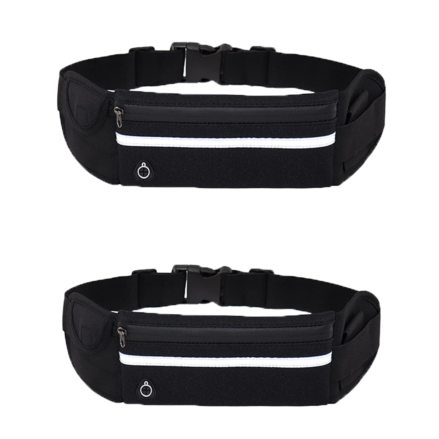 Youery 2 sztuki czarnych sportowych saszetek do biegania dla mężczyzn i kobiet sportowa saszetka na brzuch wodoszczelna nadaje się do biegania wędrówek jazdy na rowerze wspinaczki.