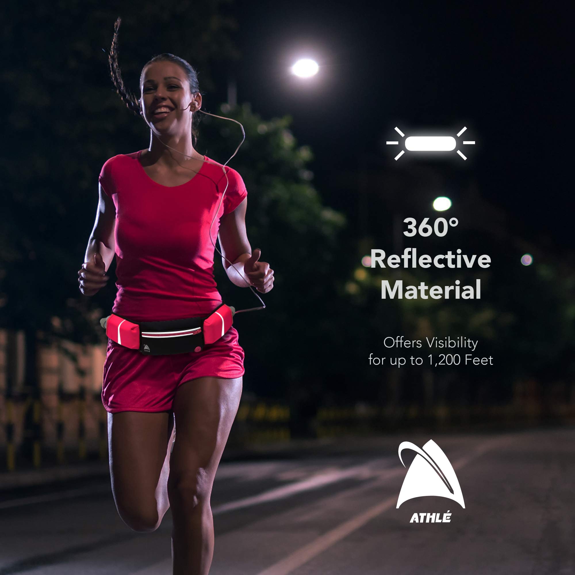 Sportowy pas do biegania - 2 305 ml butelki na wodę duża kieszonka na nerkę pasuje do wszystkich telefonów i portfela zapięcia na szelkach regulowany jeden rozmiar pasuje do wszystkich pasków klips na klucze odblaskowy 360° - niebieska prędkość skrzydła - obrazek 3