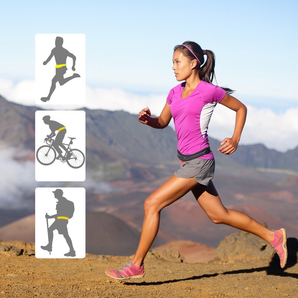 Moozy Pasek do Biegania na Telefon i Akcesoria – Wodoodporna Torebka na Biodra z Odblaskowym Zamkiem Pasek do Fitnessu Neoprenowa Nerka Pas do Biegania Jazdy na Rowerze Saszetka do Podróży - obrazek 2