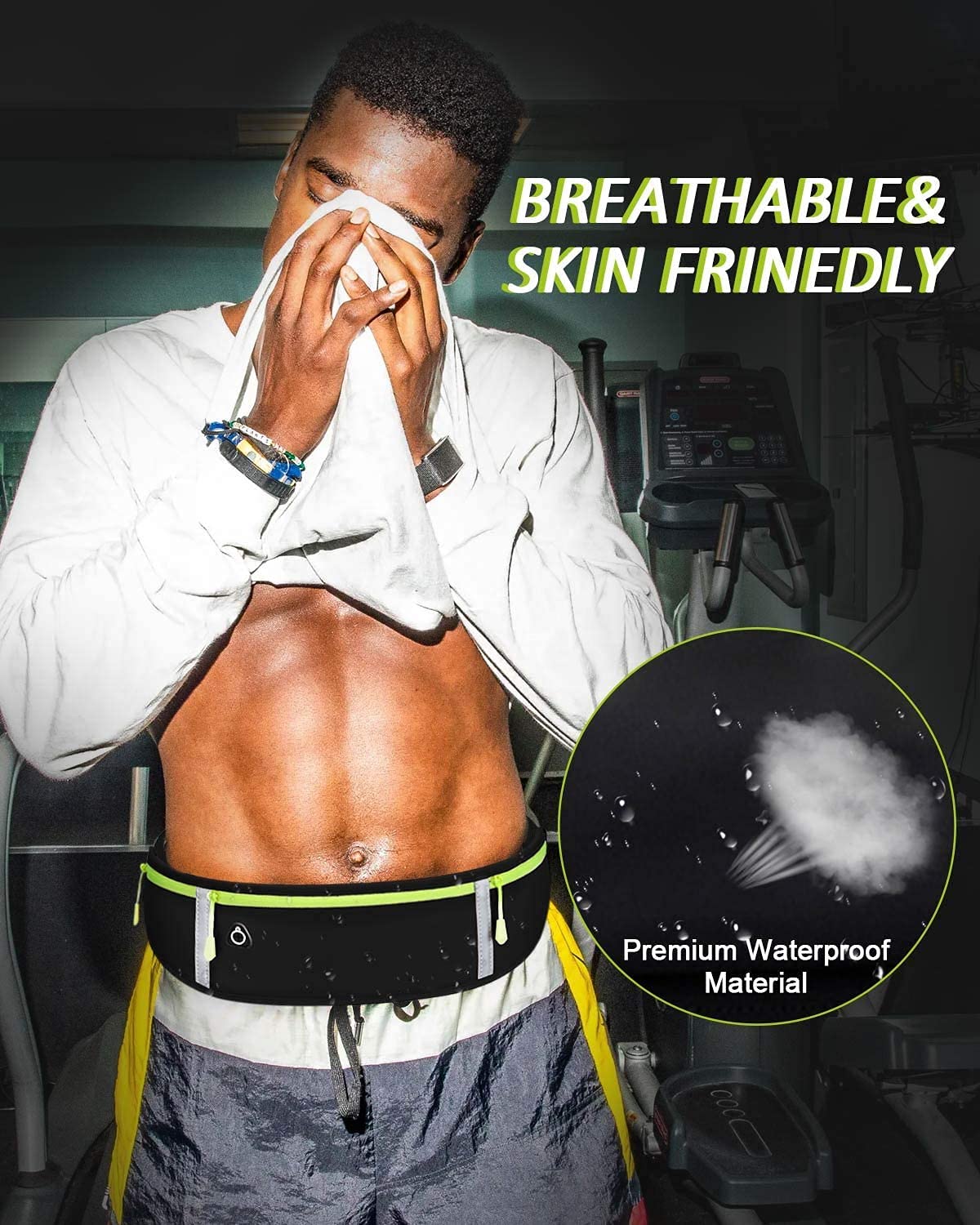 Pas do biegania modna saszetka na biodro wodoodporna saszetka dla mężczyzn i kobiet odpowiednia dla mężczyzn i kobiet biegających z telefonami komórkowymi Czarny nie (no) - obrazek 3