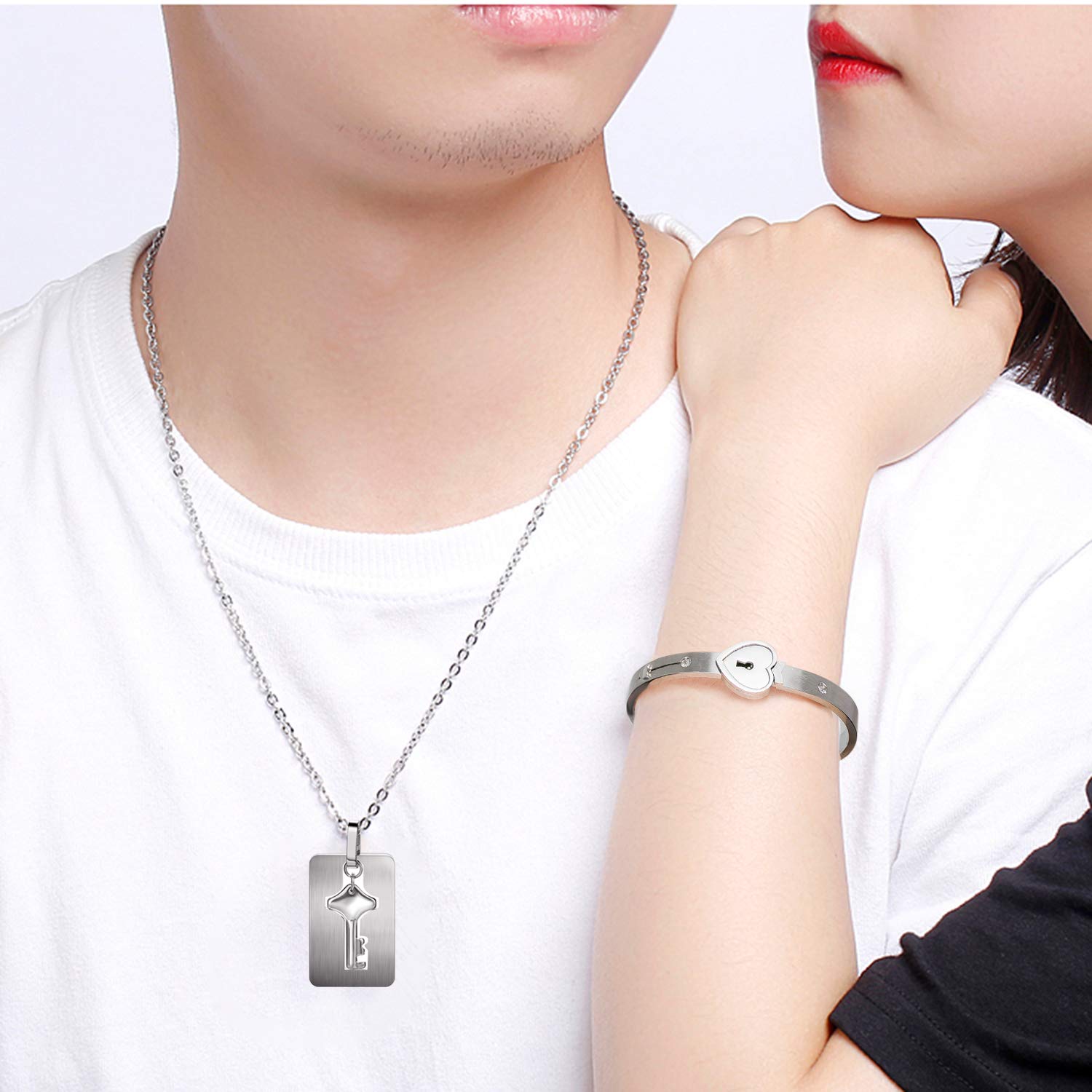 1 x bransoletka z blokadą, 1 x wisiorek, bransoletka ze stali nierdzew - obrazek 4