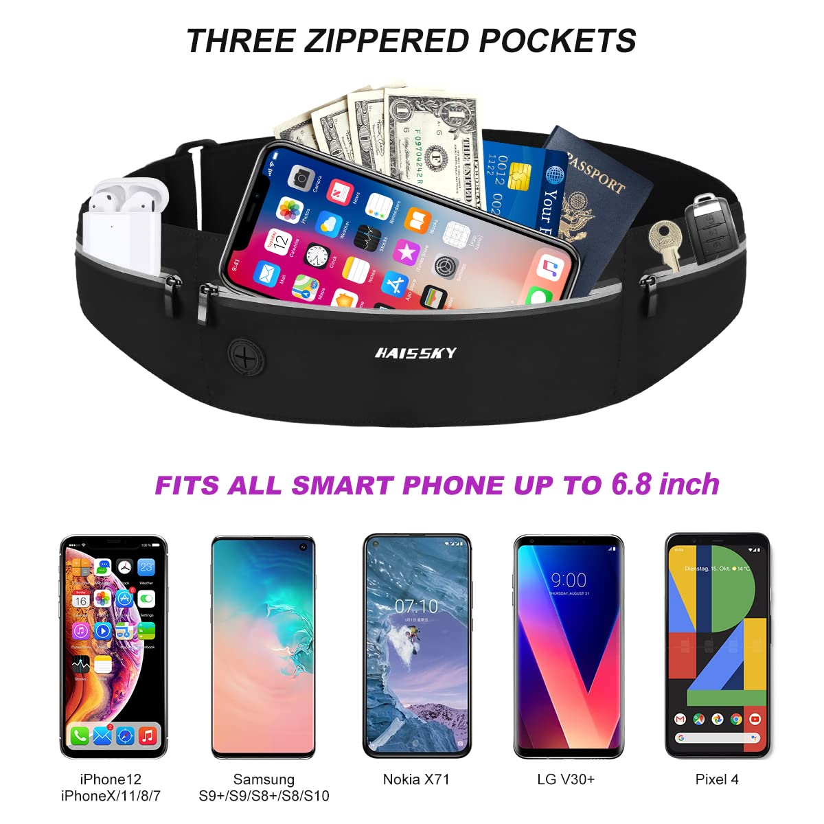 Pasek do biegania na telefon komórkowy, saszetki biodrowe, pasek sport - obrazek 6