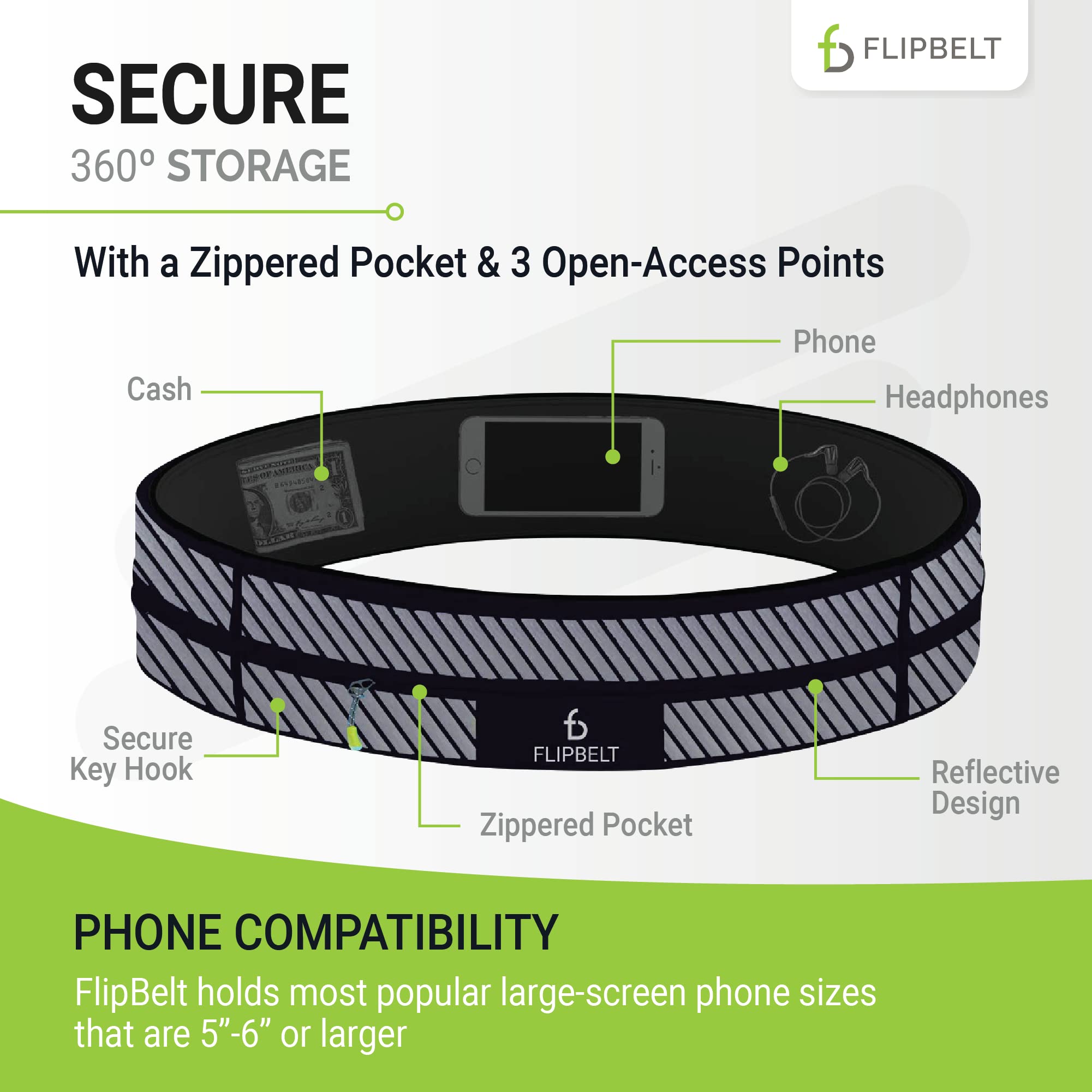 FlipBelt Zamek błyskawiczny, odblaskowy czarny, bardzo mały - obrazek 5