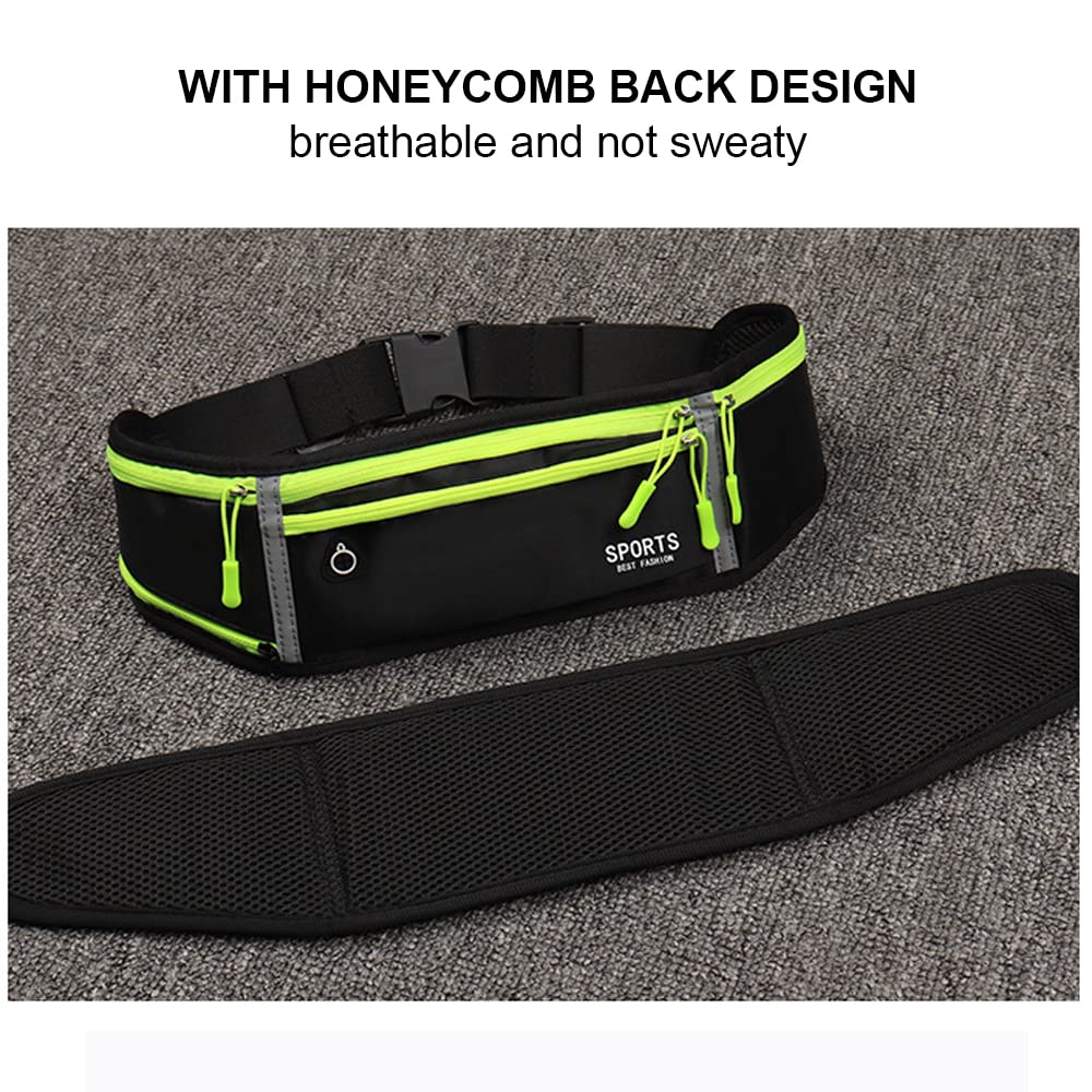 Pasek do biegania z uchwytem na telefon regulowany pas biodrowy z wodoodpornym opakowaniem na butelkę wody słuchawki bumbag o dużej pojemności do wędrówek biegania jazdy na rowerze mężczyzn kobiet ZIELONY Morden - obrazek 5