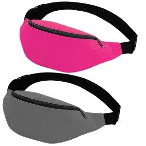 DRADERCH 2 szt. woreczki nerka dla mężczyzn kobiet wodoodporna z regulowanym paskiem i 2 kieszeniami na zamek błyskawiczny duża pojemność nerka na siłownię trening pies spacery bieganie wędrówki na zewnątrz podróż pasek torba szary różowy