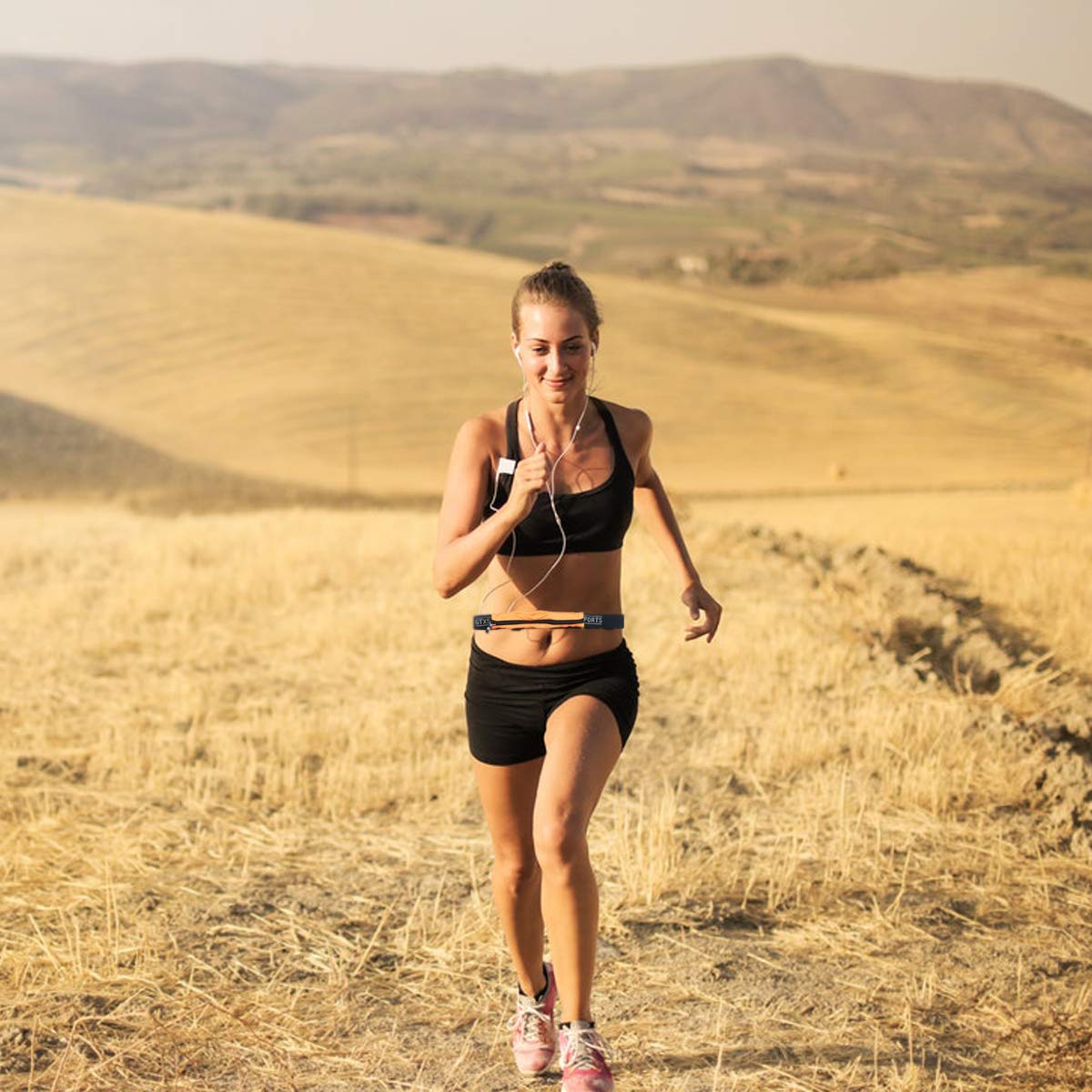 Qiundar sportowa saszetka na biodra 4 sztuki sportowa saszetka do biegania na telefon komórkowy dla mężczyzn do biegania podróży (czarna granatowa pomarańczowa kamuflażowa) - obrazek 2
