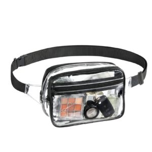 MoKo Clear Fanny Pack for Women Men Large Capacity Adjustable Strap Fashion Running Waist Packs Belt Bag for Sports Events Concerts