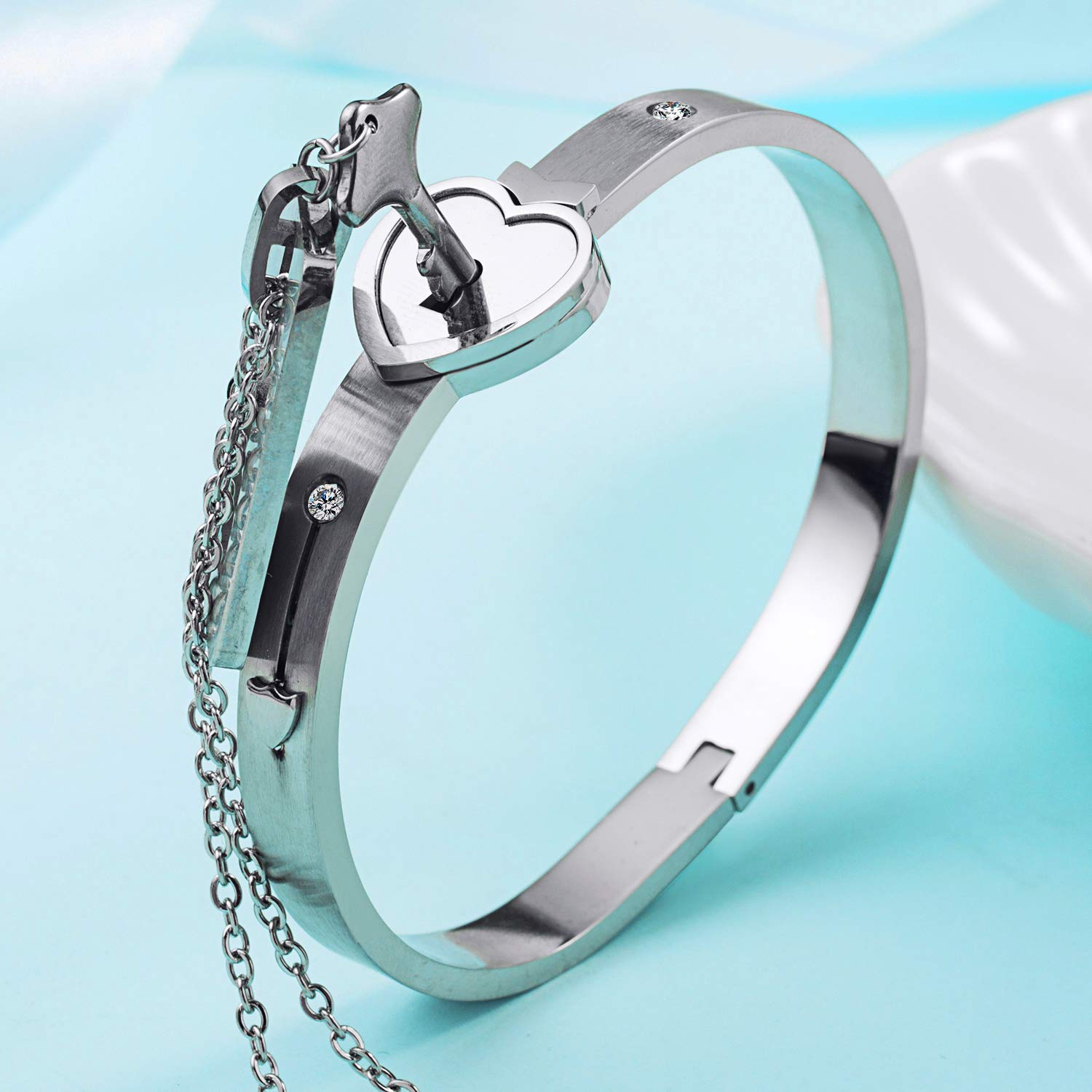 1 x bransoletka z blokadą, 1 x wisiorek, bransoletka ze stali nierdzew - obrazek 6