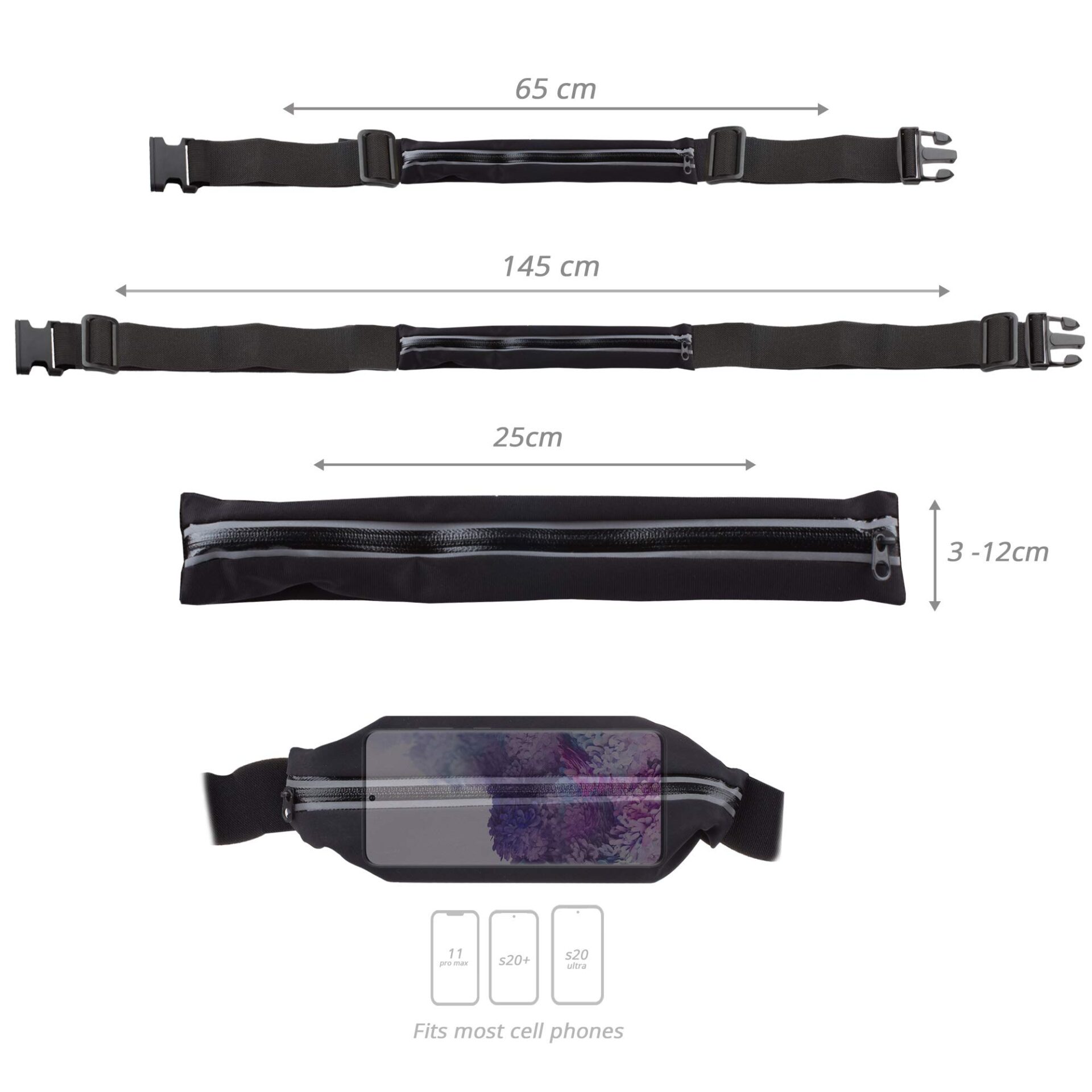 Moozy Pasek do Biegania na Telefon i Akcesoria – Wodoodporna Torebka na Biodra z Odblaskowym Zamkiem Pasek do Fitnessu Neoprenowa Nerka Pas do Biegania Jazdy na Rowerze Saszetka do Podróży - obrazek 7