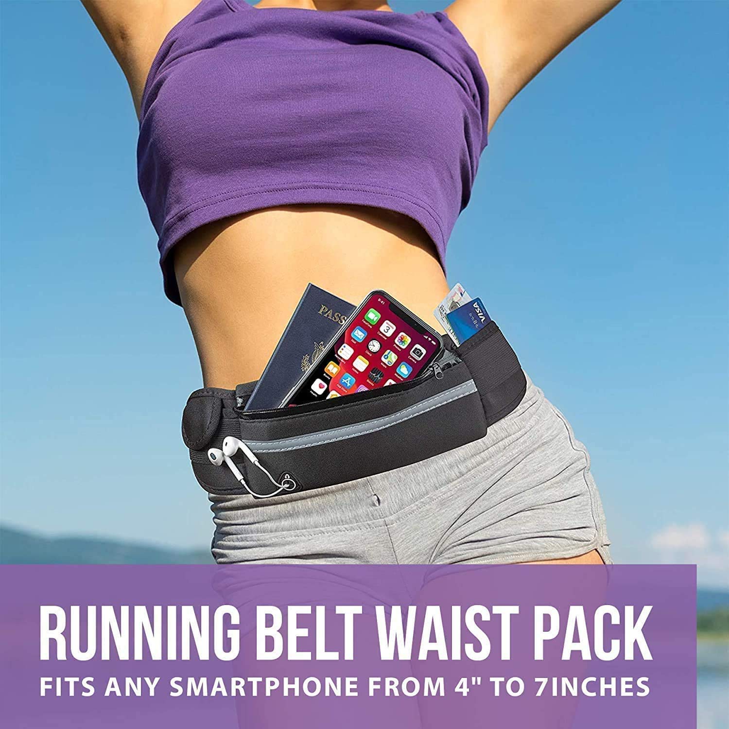 Pasy do biegania dla kobiet i mężczyzn - 2 opakowania + 2 ręczniki sportowe z mikrofibry chłodzące - regulowany pas na butelkę z wodą lekki uchwyt na telefon pas na pieniądze do biegania treningów jazdy na rowerze ... - obrazek 7