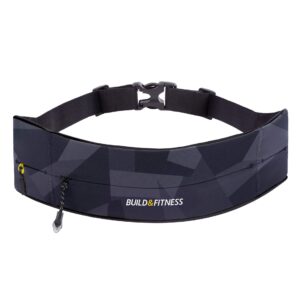 Build & Fitness Pasek do biegania z zamkiem błyskawicznym YKK – regulowana szerokość w pasie klips na klucze – pasuje do wszystkich smartfonów kluczy kart – torba biodrowa dla kobiet i mężczyzn – bieganie spacerowanie sport