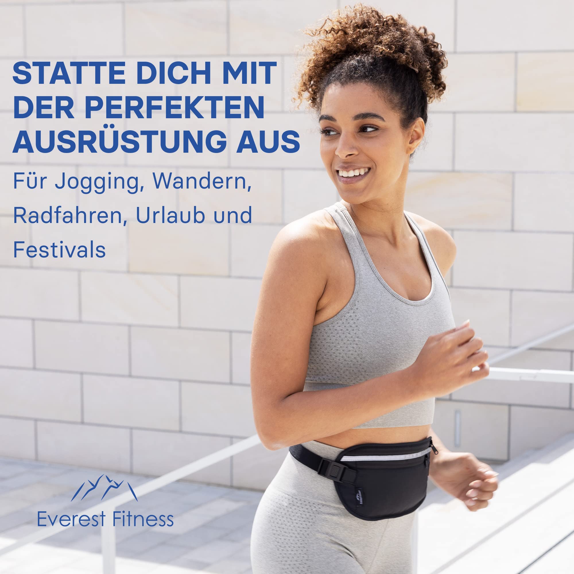 EVEREST FITNESS Pas Do Biegania - Pas z Uchwytem Na Telefon i Pieniądze - Z Odblaskowymi Paskami Zwiększającymi Widoczność W Ciemności - Pasy z Kieszeniami Dla Kobiet i Mężczyzn - obrazek 2