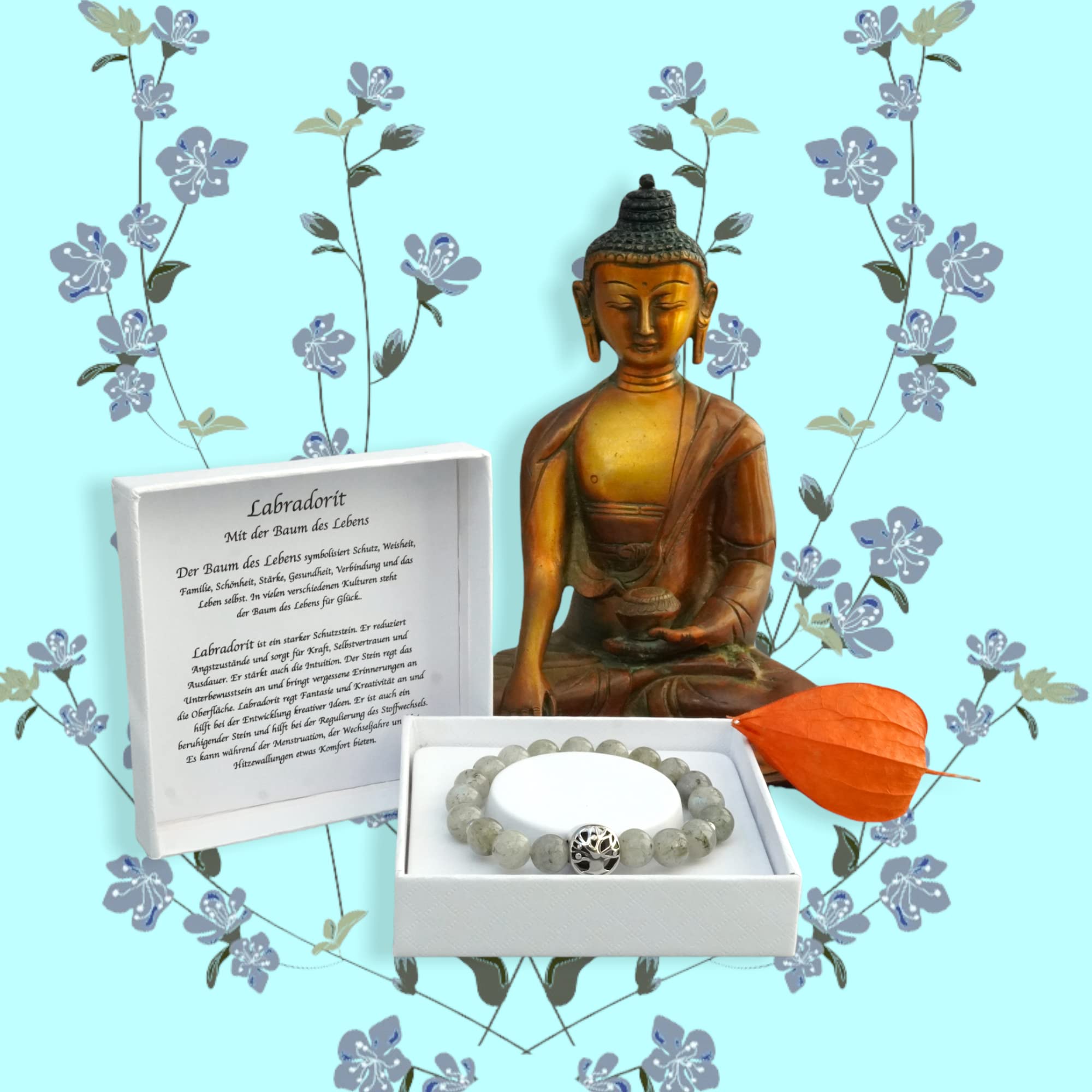 Bransoletka do aromaterapii z labradorytu i drzewem życia - Opis kamieni i znaczenie w języku polskim - obrazek 8