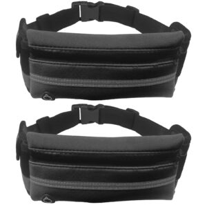 Newaner Zestaw 2 wodoszczelnych saszetek na biodra dla kobiet i mężczyzn z regulowanym gumowym ściągaczem z przyłączem na słuchawki nadaje się do fitnessu joggingu podróży jazdy na rowerze kolor czarny czarny czas wolny